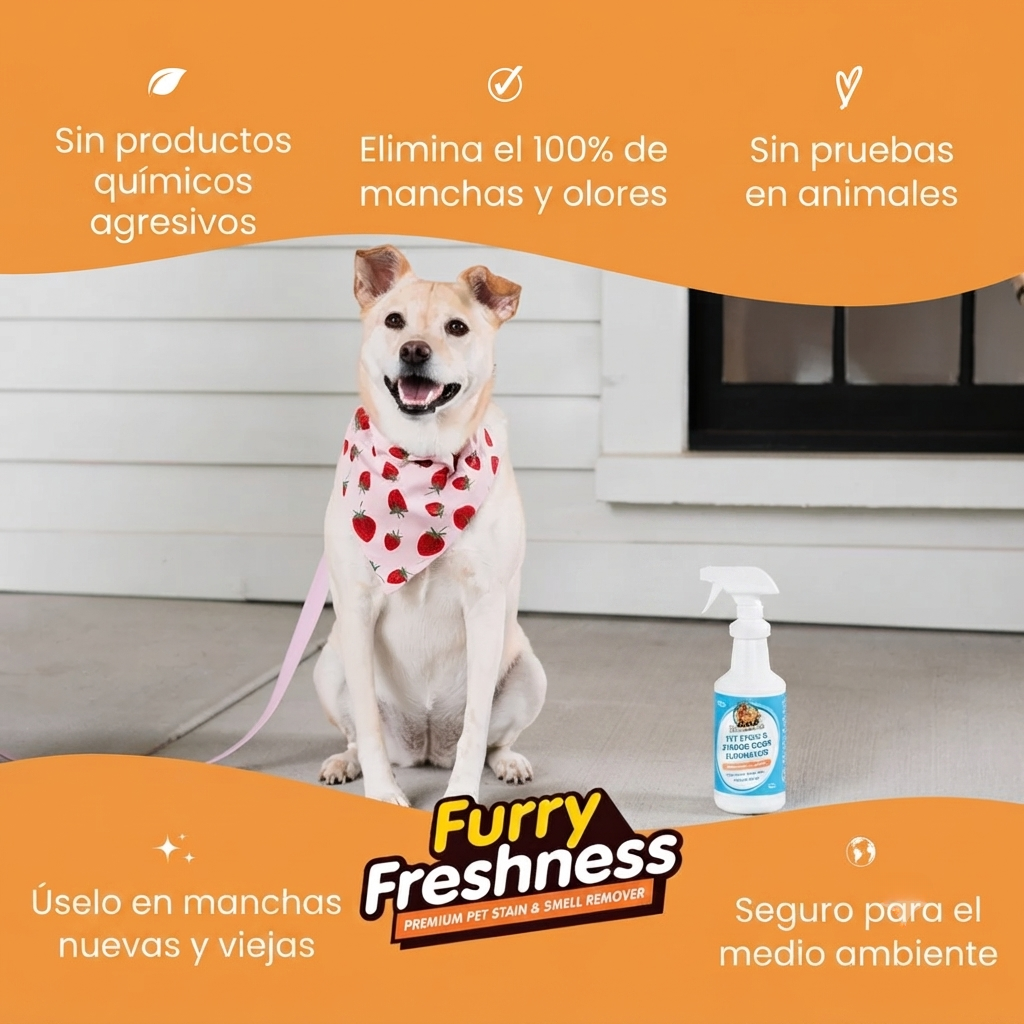 Eliminador de manchas y olores fuertes para mascotas con aroma a frescura peluda